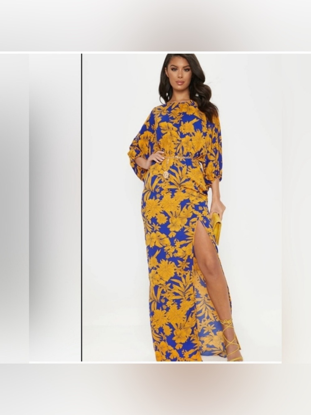 NWT PrettyLittleThing Orange and Blue Floral Dress